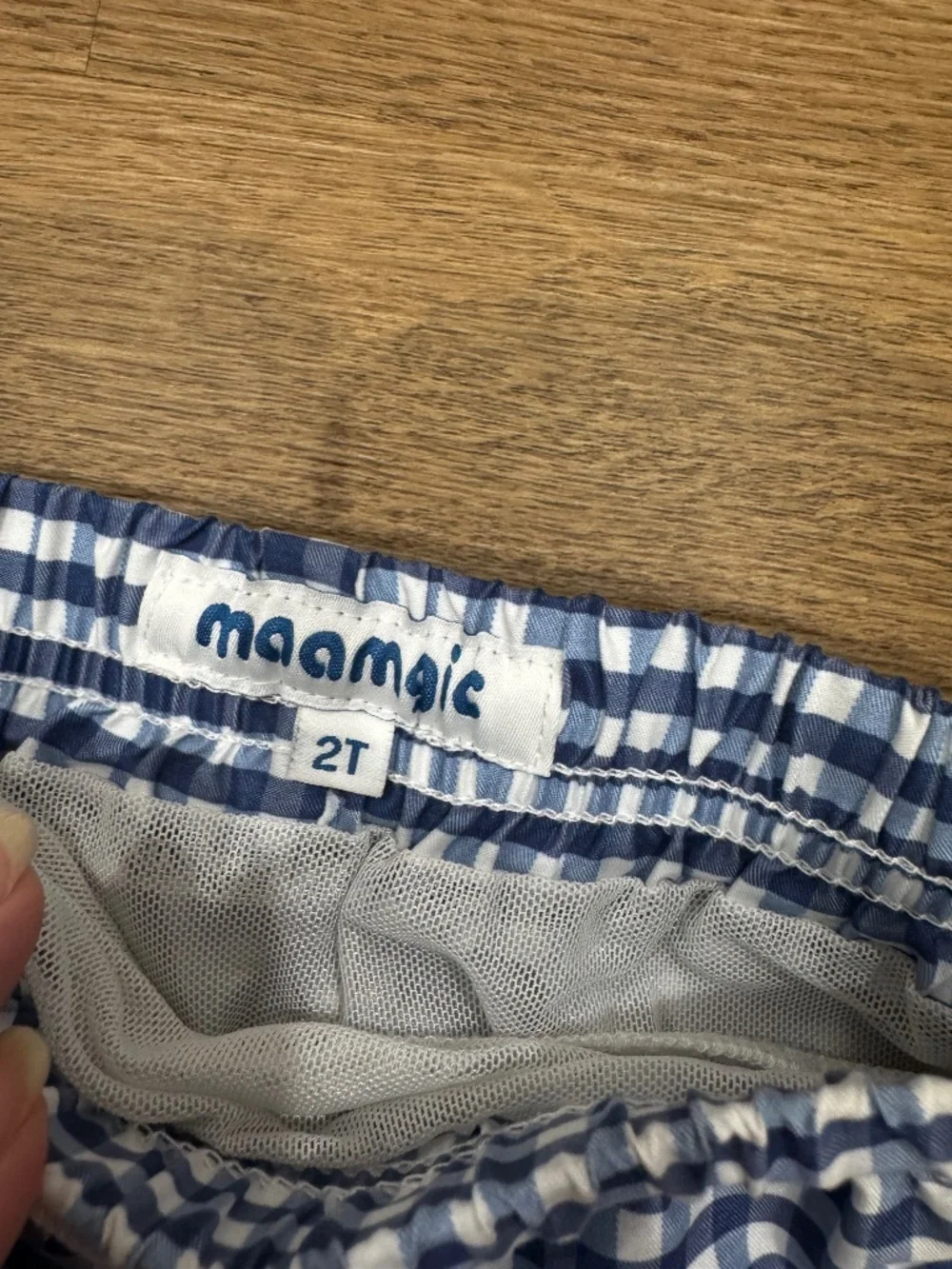 Maamgic Boys 2T Blue Gingham Check Swim Trunks Shorts